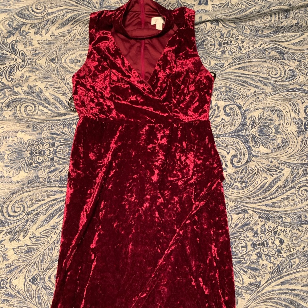 Burgundy velvet choker dress